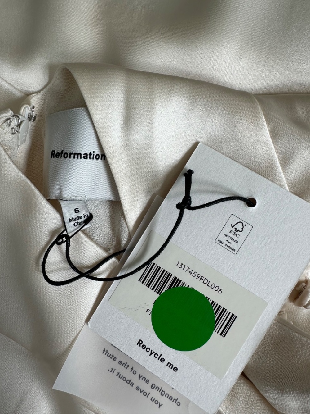 Reformation ROY Satin Wedding Dress Halter Gown Fior Di Latte Ivory With Tags 6 - Picture 4 of 15